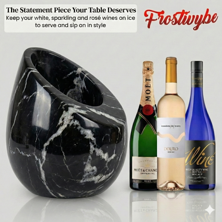 FrostiVybe® Marble Wine Chiller Black Zebra - FrostiVybe®
