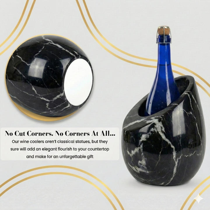 FrostiVybe® Marble Wine Chiller Black Zebra - FrostiVybe®