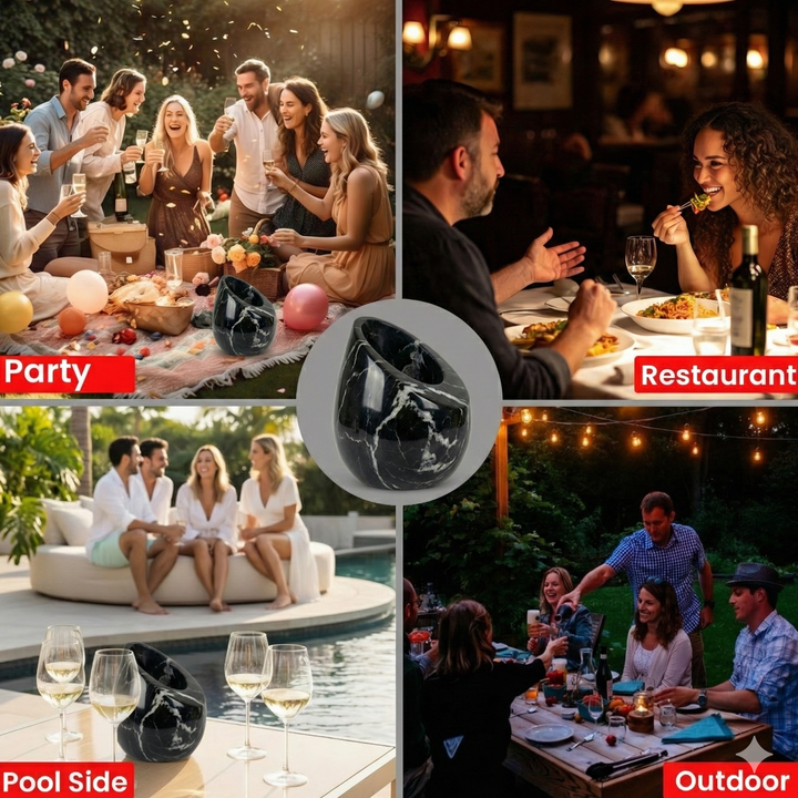 FrostiVybe® Marble Wine Chiller Black Zebra - FrostiVybe®