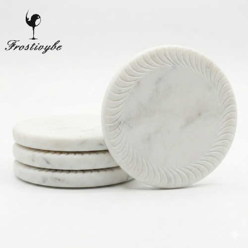 Frostivybe White marble wine coaster - FrostiVybe®